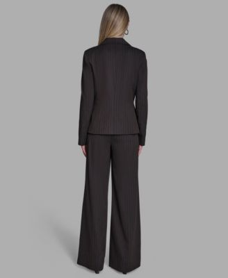 Women's Pinstripe Peak Lapel Notch Collar Jacket