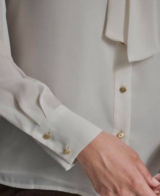 Women's Button Down Tie Neck Blouse