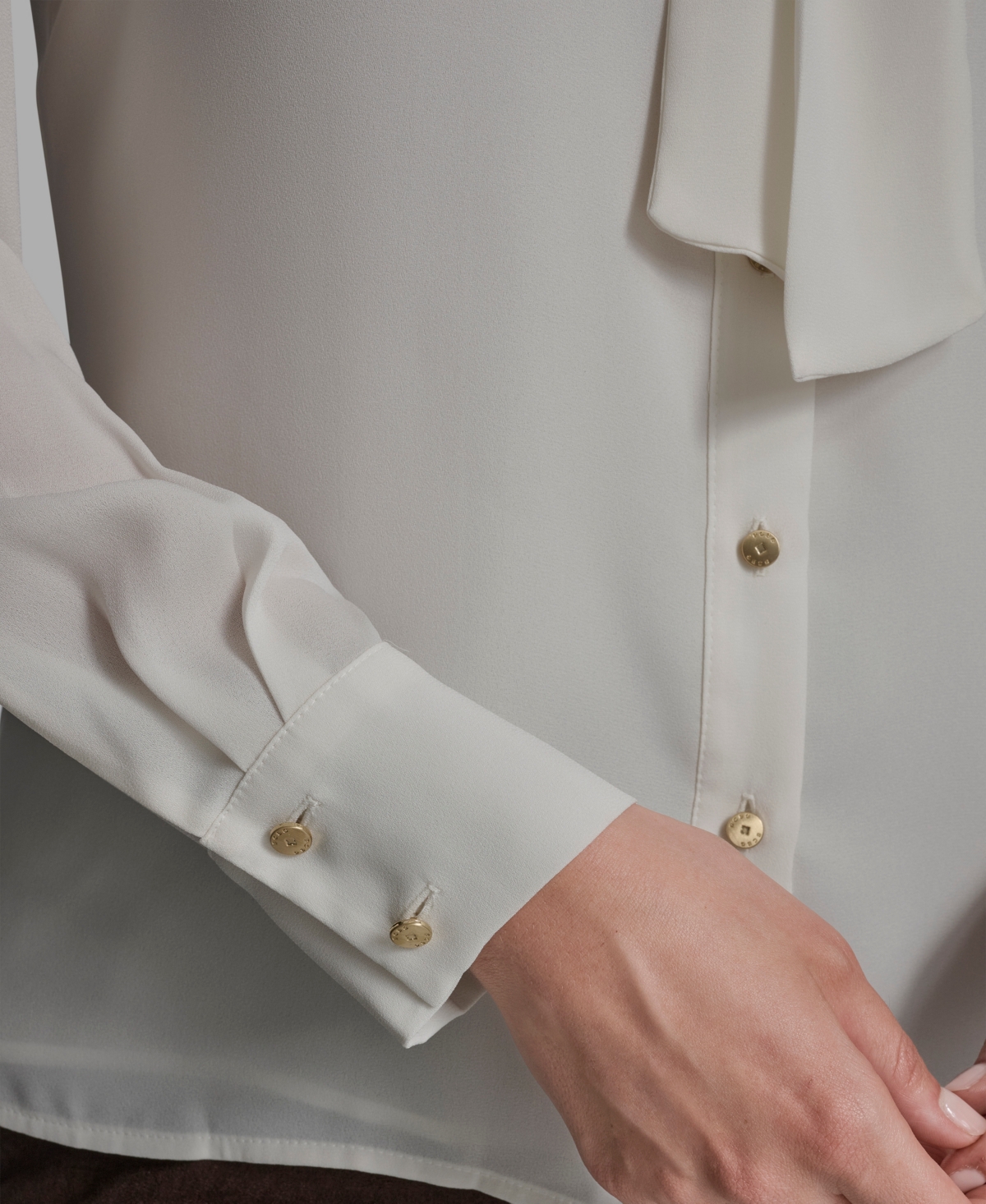 Bcbg Women's Button Down Tie Neck Blouse In White