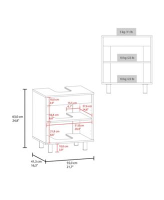 Londres Bathroom Vanity Cabinet for Pedestal Sink – Freestanding Storage Unit with Double Doors, Internal Shelves, and Open Back Design for Small Spaces,White