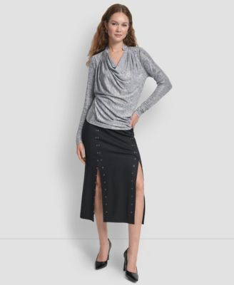 Women's Long Sleeve Heather Cowl Neck Top