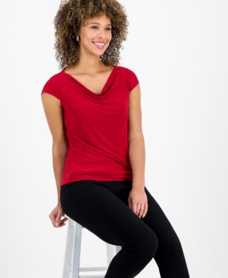 Women's Cowlneck Cap-Sleeve Top, Regular & Petite
