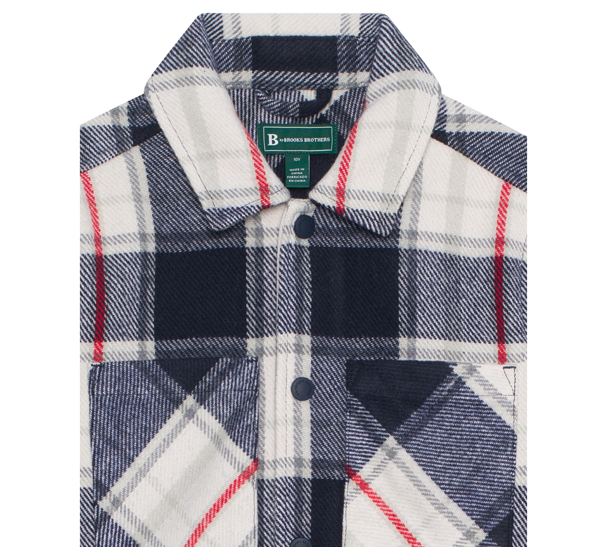 B By Brooks Brothers Big Boys Plaid Long Sleeve Shacket