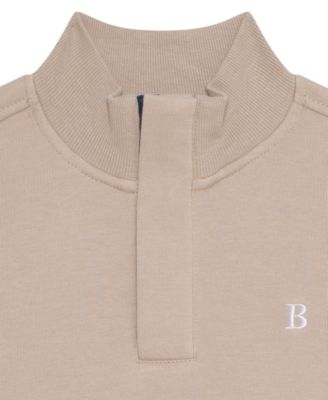 Boys' 8-20 Quarter Zip Ribbed Collar Sweatshirt