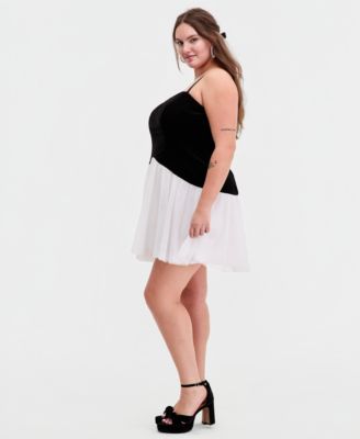 Trendy Plus Size Sleeveless Velvet Drop Waist Dress