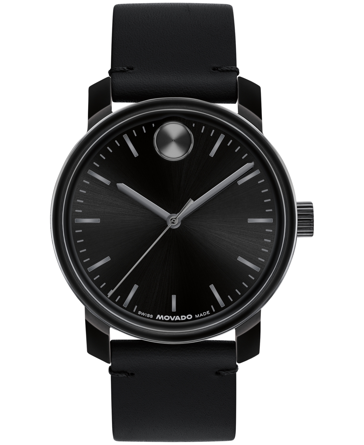 Movado Men's Bold Access Swiss Quartz Black Leather Watch, 41mm