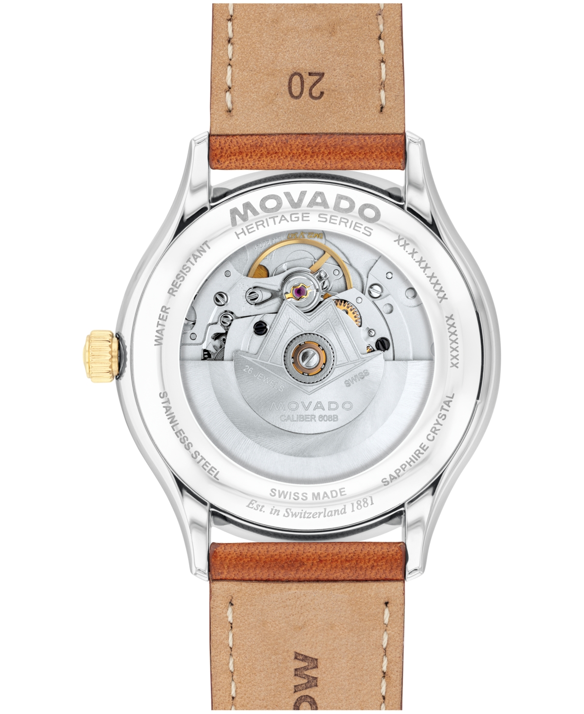 Movado Men's Calendoplan Swiss Automatic Cognac Leather Watch, 40mm