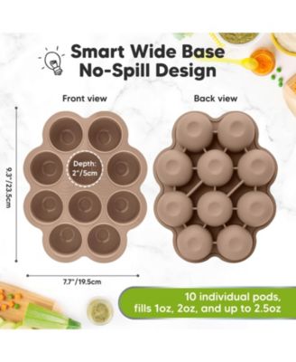 Prep Silicone Baby Food Freezer Tray with Clip-on Lid, 2oz x 10 Silicone Freezer Molds, BPA-Free Baby Food Storage