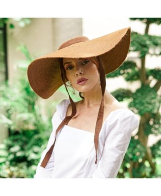 Lola Wide Brim Jute Straw Hat In Havana Brown