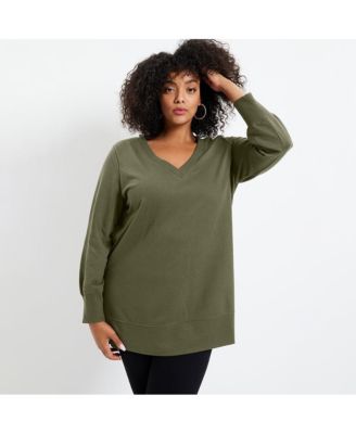 Women's June + Vie V-Neck French Terry Sweatshirt
