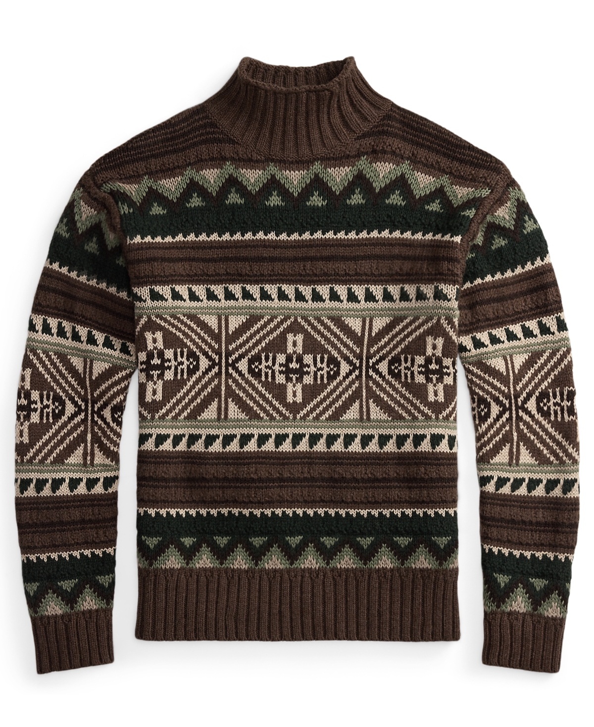Polo Ralph Lauren Geometric Cotton Blend Sweater In Brown