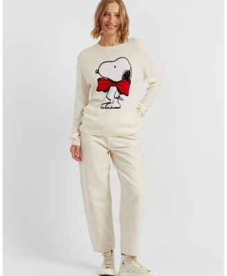 Women's Wool-Cashmere Bow Tie Snoopy Sweater