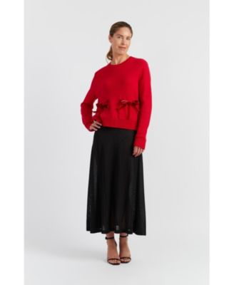 Women's Wool-Cashmere Velvet Bow Sweater