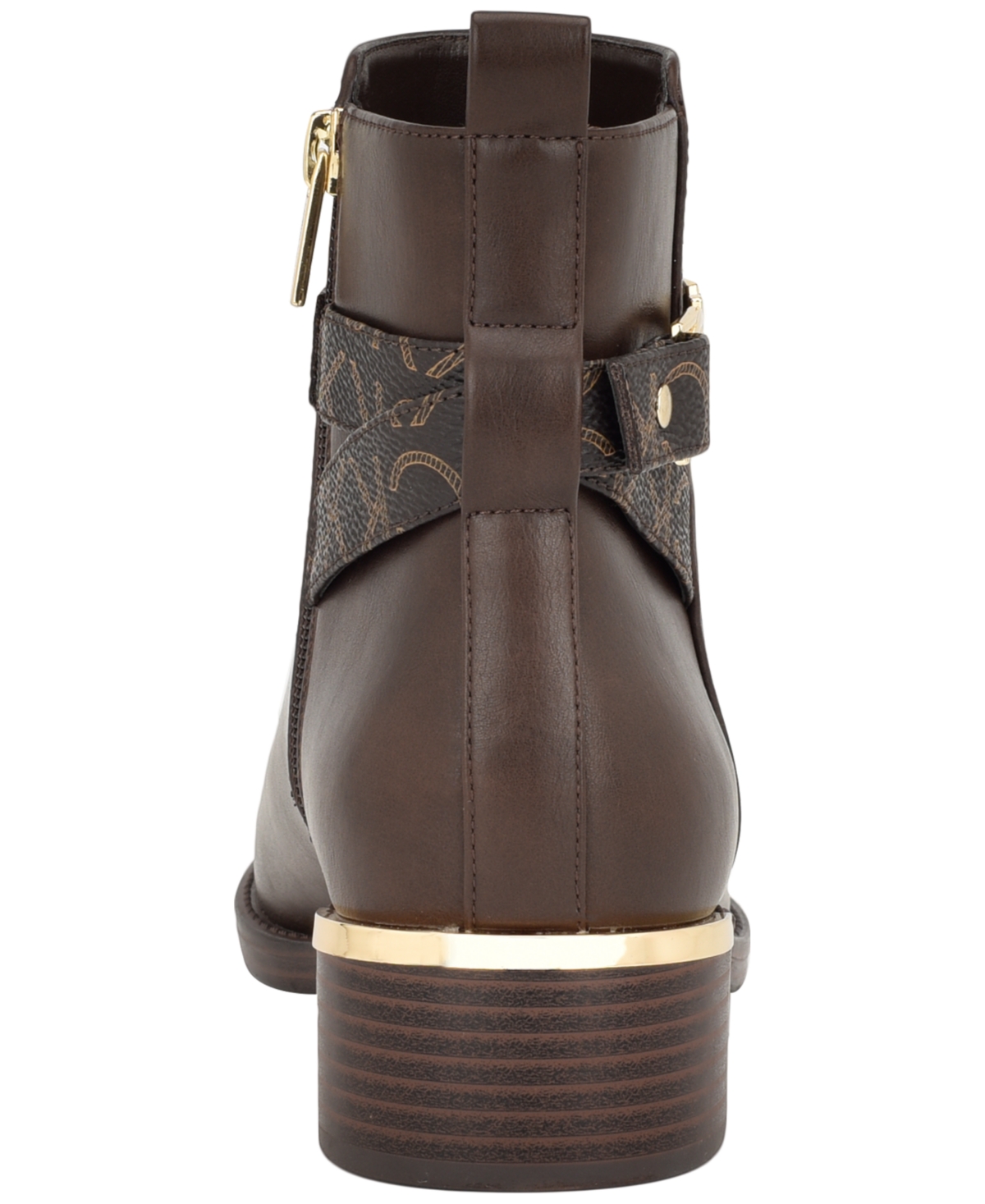 Calvin Klein Dhara Womens Zipper Faux Leather Ankle Boots In Brown