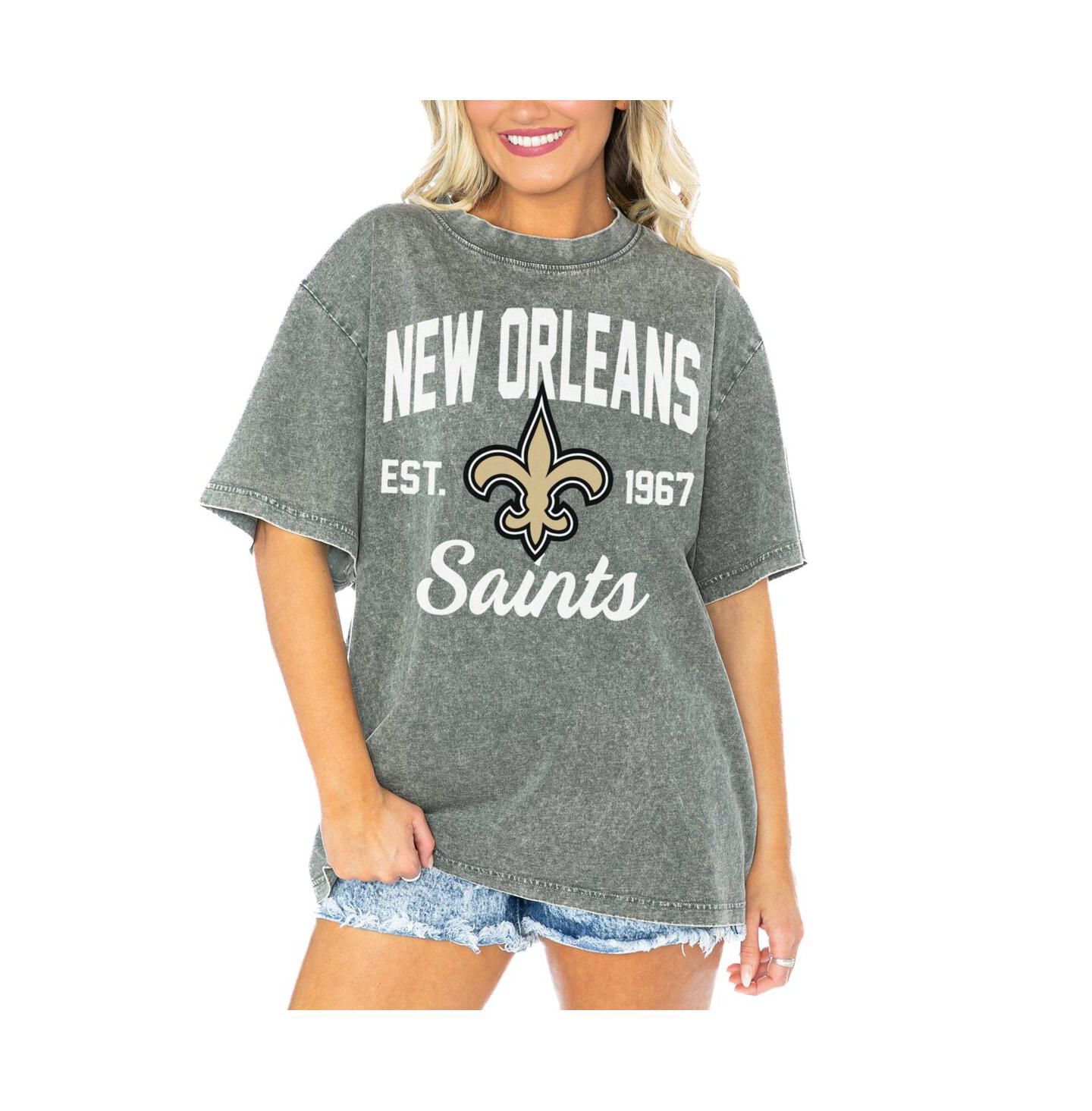Женская футболка Gameday Couture Gray New Orleans Saints Tackle Titan Boyfriend Washed — фото 1
