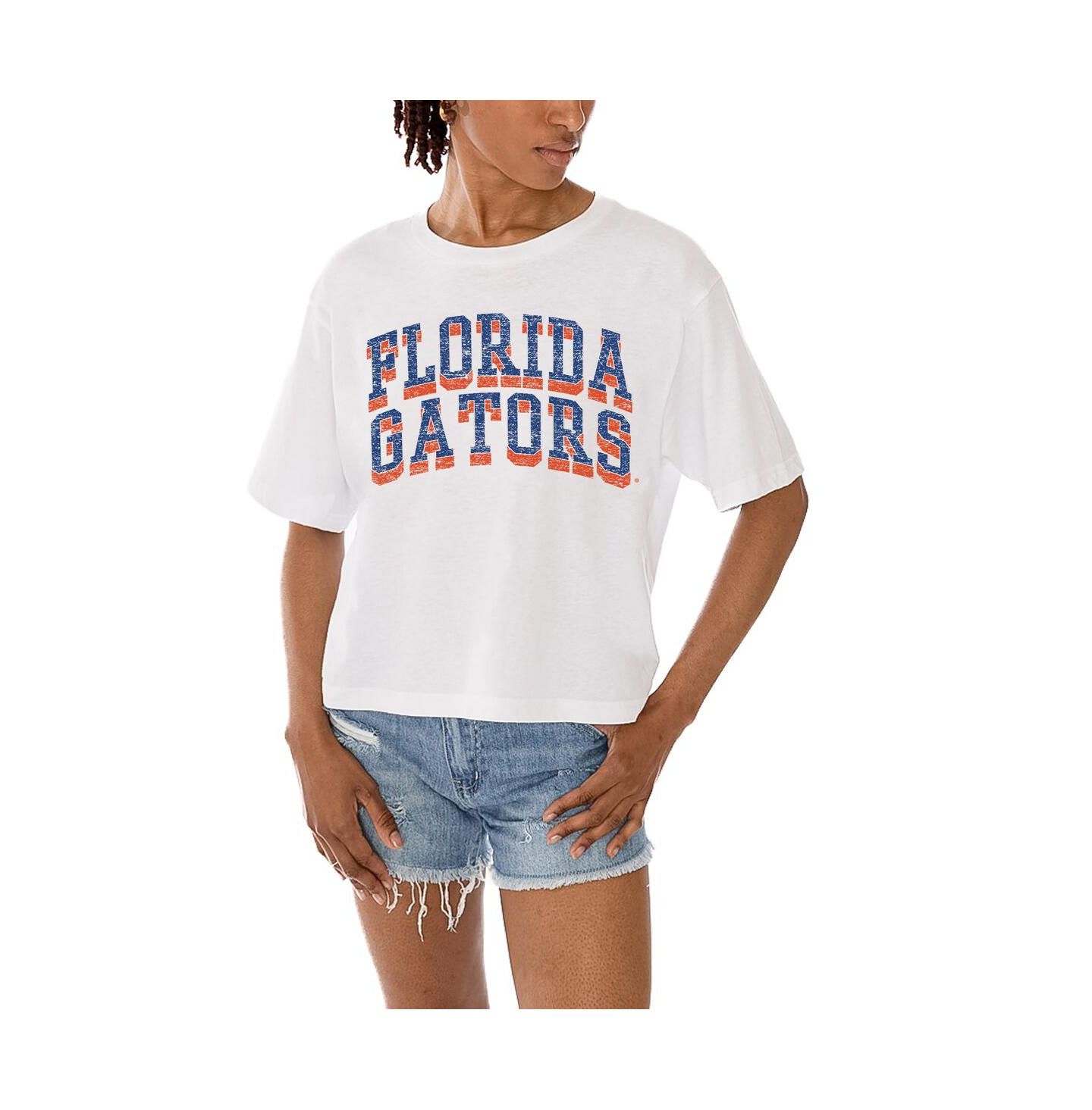 Женская футболка Gameday Couture White Florida Gators Claim To Fame Boxy Cropped — фото 1