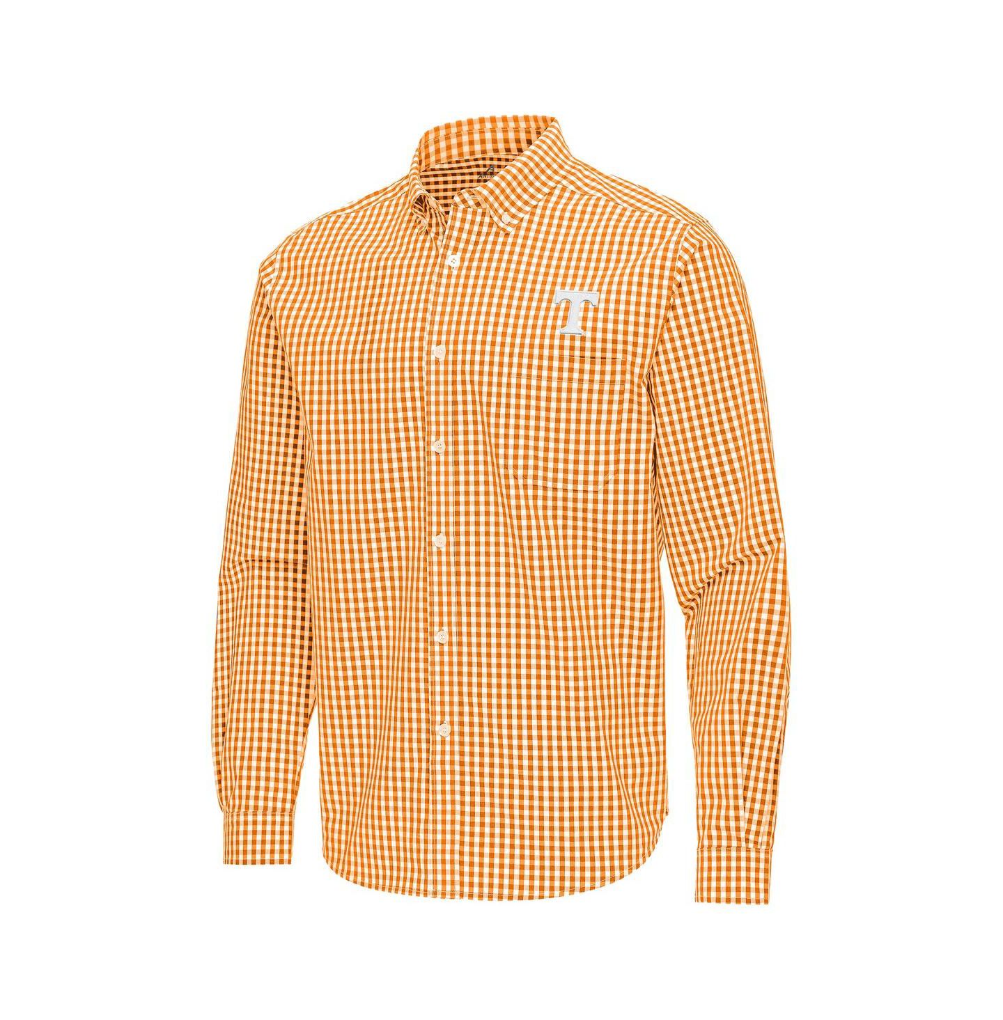 Мужская рубашка Antigua Tennessee Orange Tennessee Volunteers Ellis Woven Tri-Blend Long Sleeve Button-Down — фото 3
