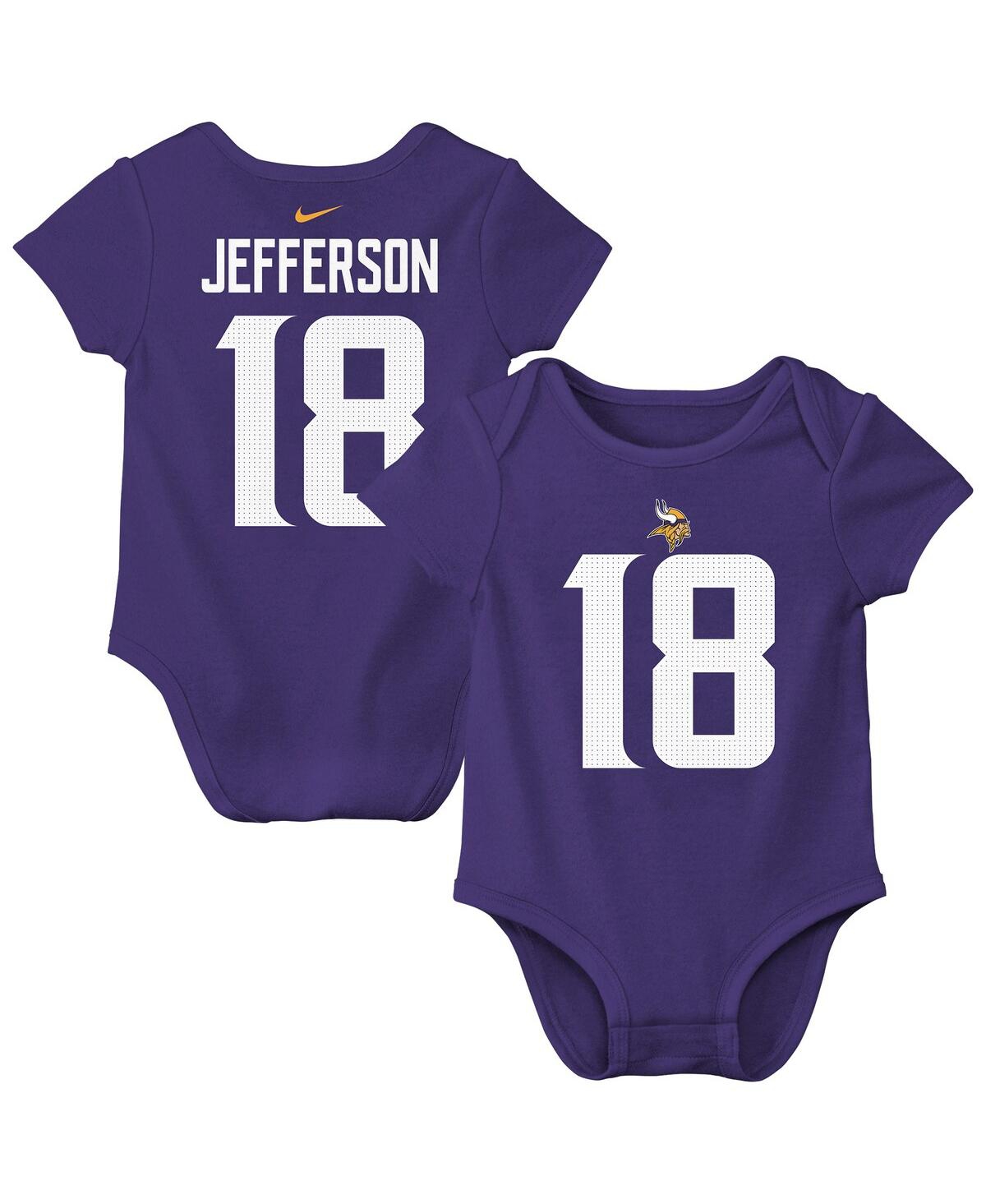 Nike Baby Boys And Girls Justin Jefferson Purple Minnesota Vikings Player Name Number Bodysuit In Blue