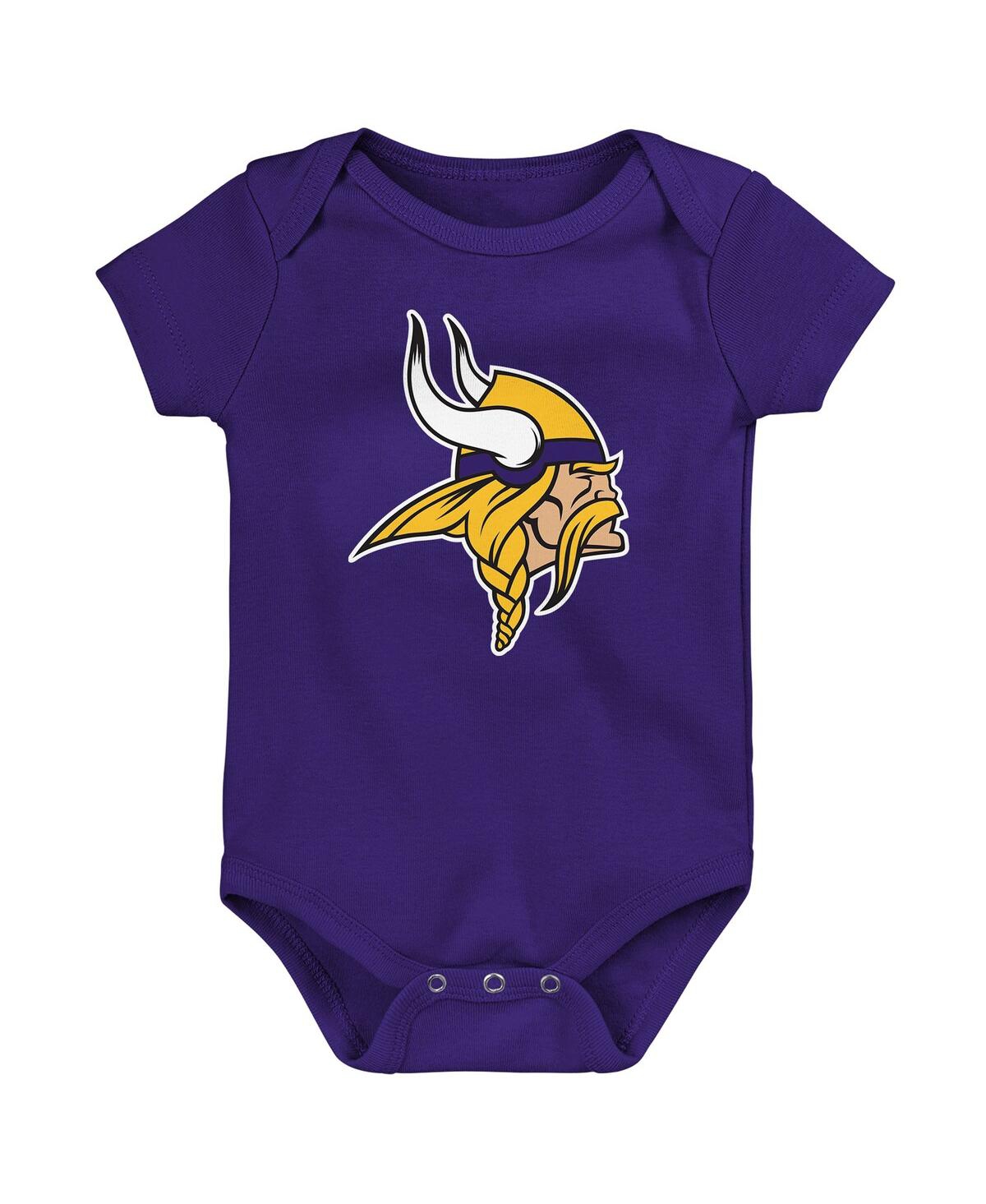 Outerstuff Newborn 3-piece Minnesota Vikings Little Tike Bodysuit Set In Multi