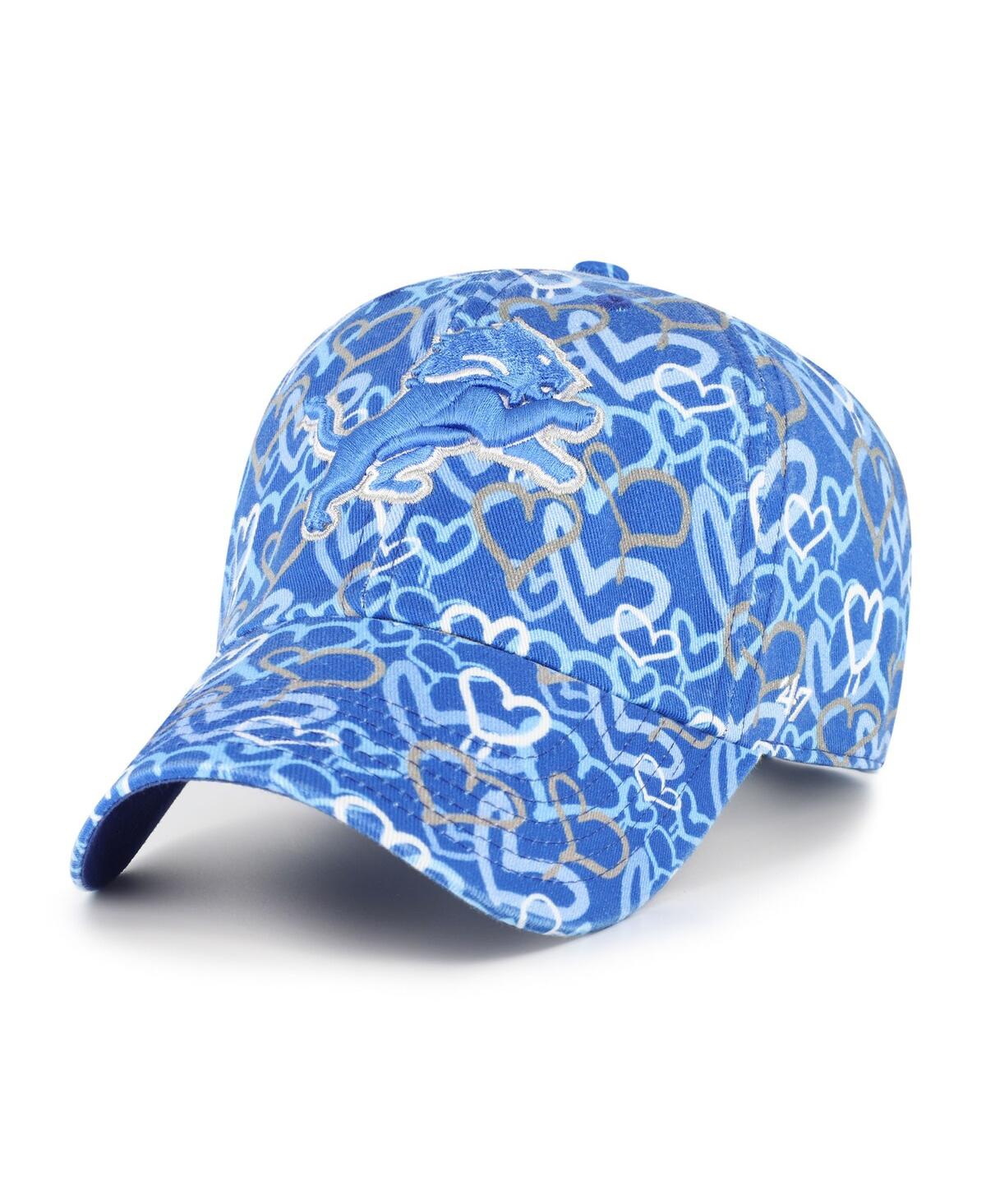 47 Brand Girls Toddler Blue Detroit Lions Mural Clean Up Adjustable Hat In Multi