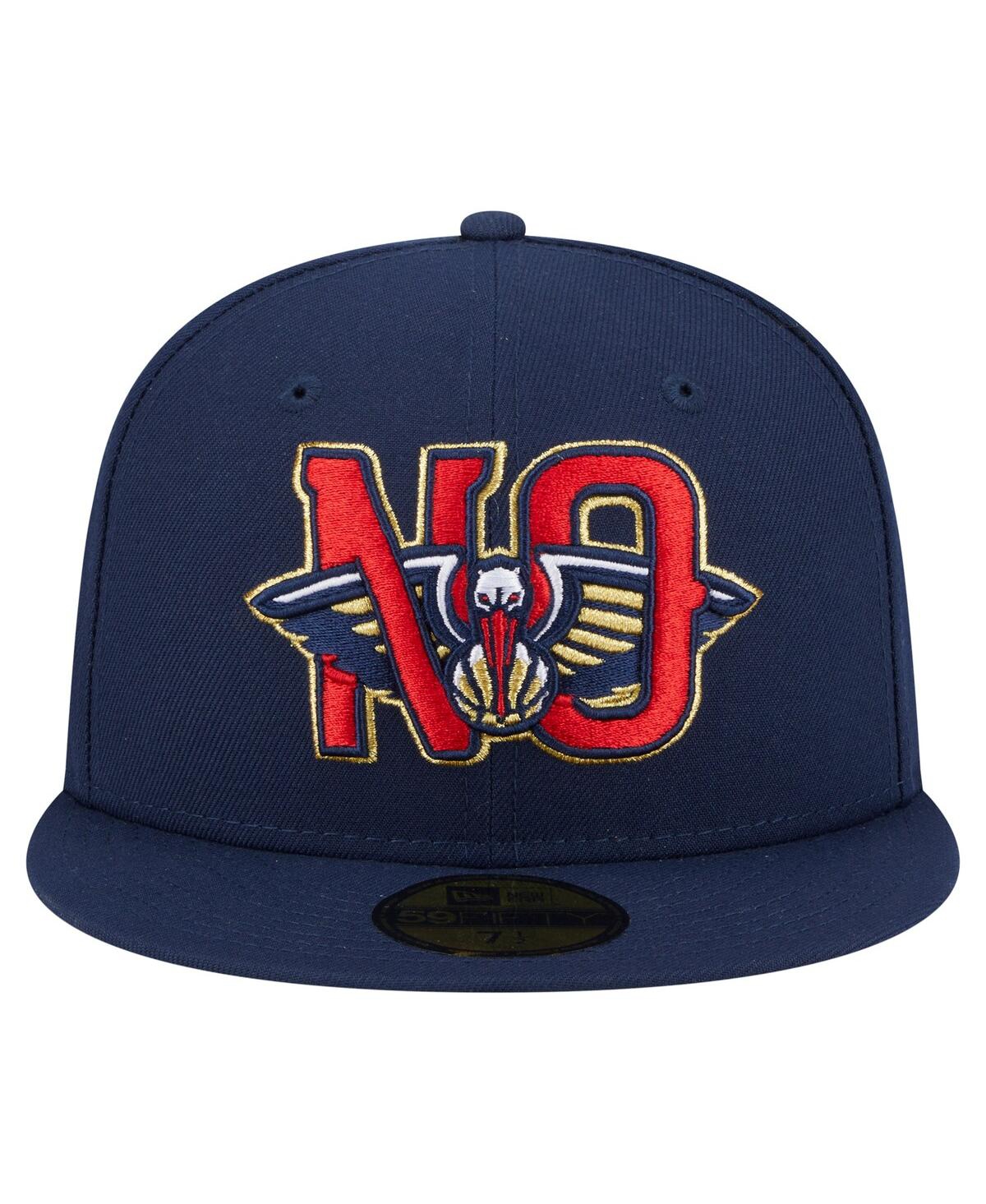 New Era Men's Navy New Orleans Pelicans Deceptor 59fifty Fitted Hat In Blue