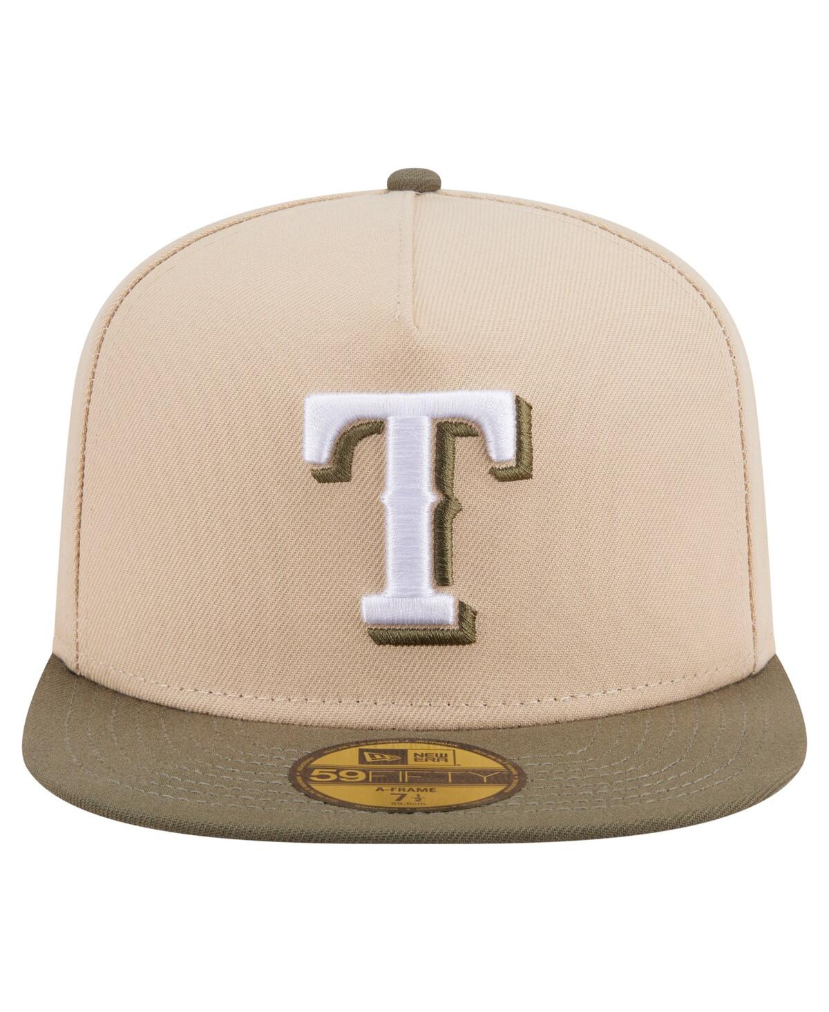 New Era Men's Light Beige/Olive Texas Rangers Two-Tone Color Pack A-Frame 59FIFTY Fitted Hat