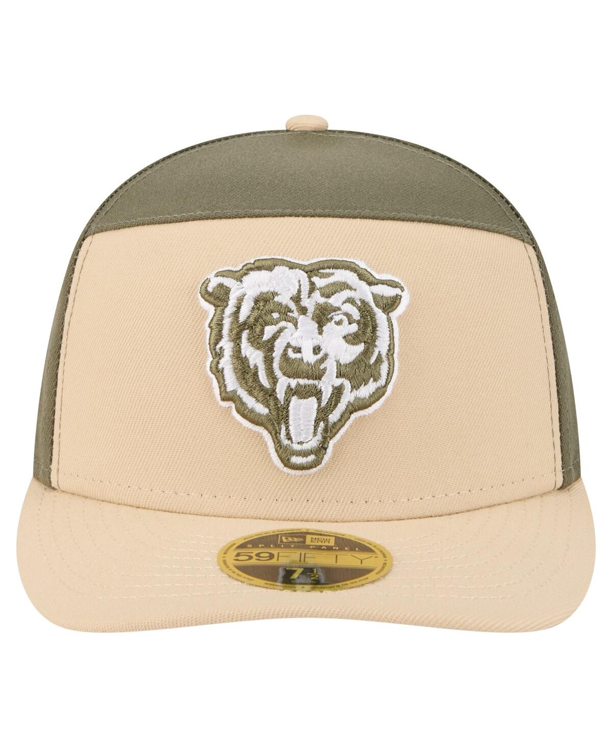 New Era Men'sâ Light Beige/olive Chicago Bears Two-tone Color Pack Split Panel 59fifty Fitted Hat In Neutral