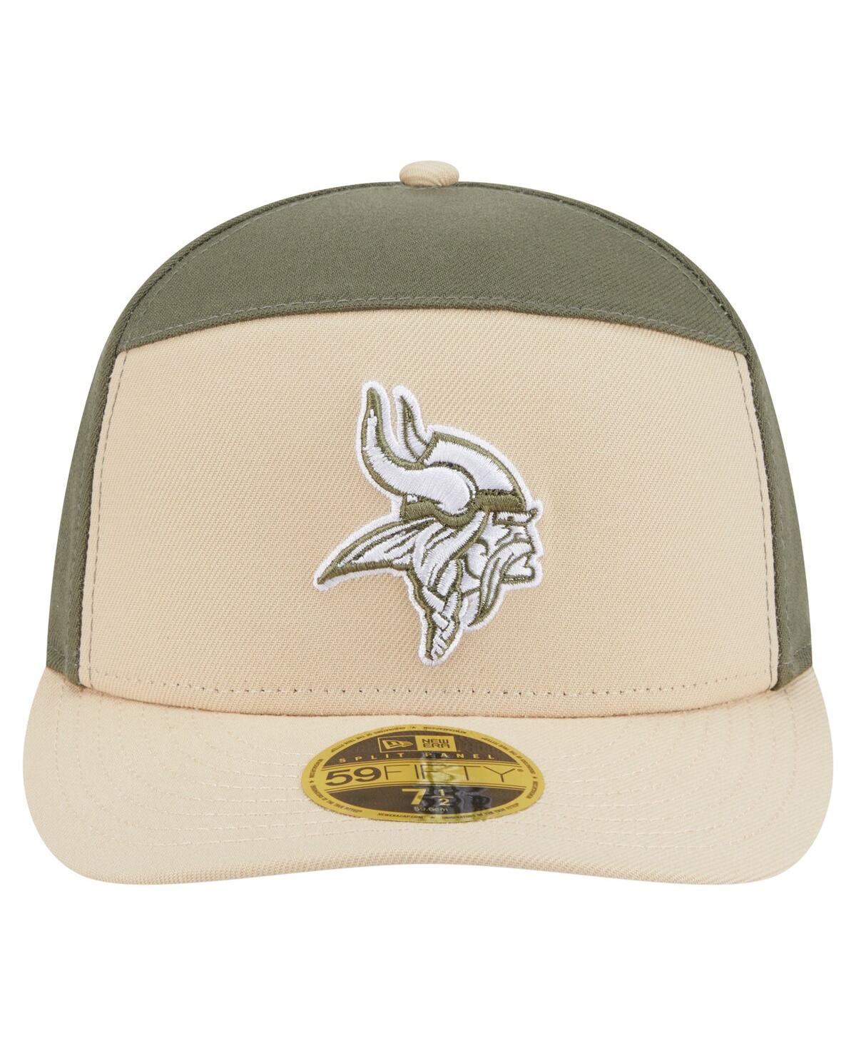 New Era Men'sâ Light Beige/olive Minnesota Vikings Two-tone Color Pack Split Panel 59fifty Fitted Hat In Green