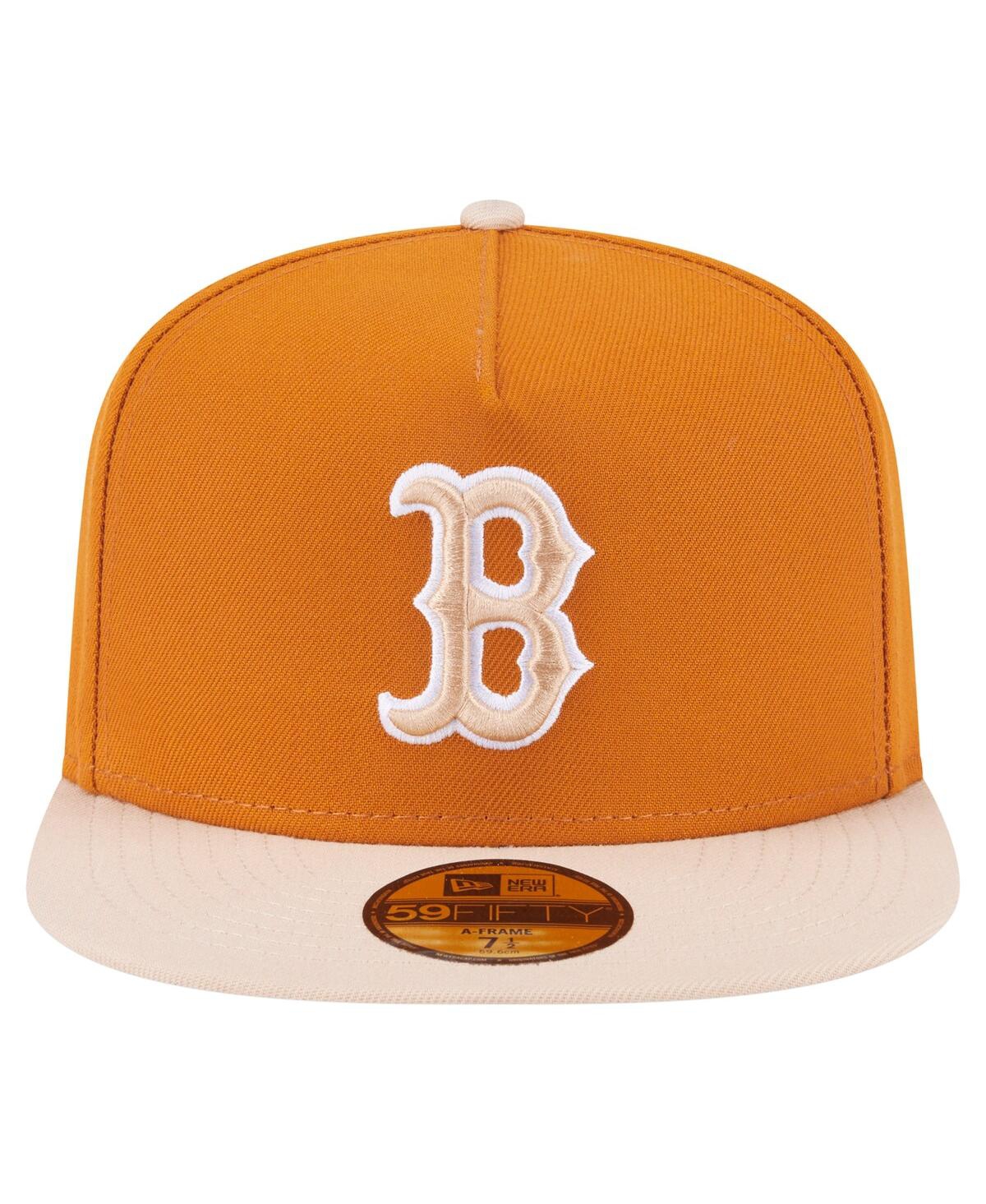 New Era Men's Orange/light Beige Boston Red Sox Two-tone Color Pack A-frame 59fifty Fitted Hat