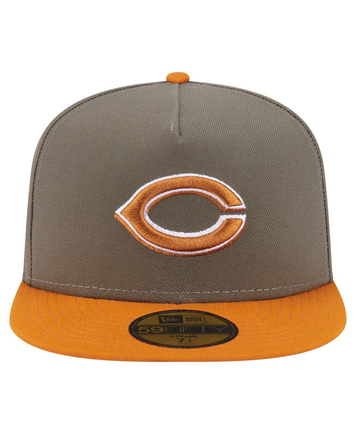 New Era Men's Olive/orange Cincinnati Reds Two-tone Color Pack A-frame 59fifty Fitted Hat In Gray