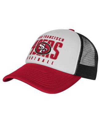 Outerstuff - Big Boys and Girls White/Scarlet San Francisco 49ers Essentials Trucker Adjustable Hat