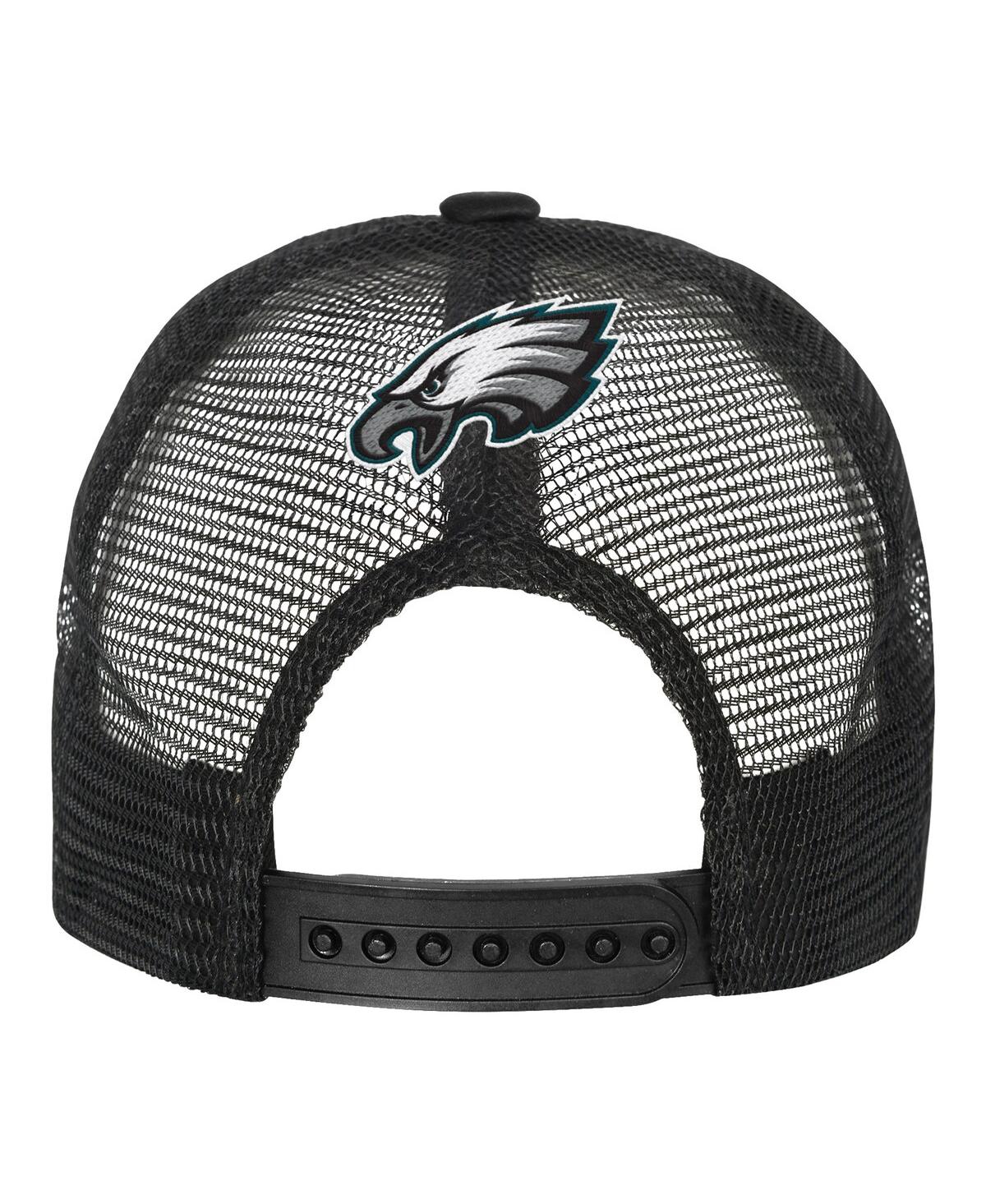 Outerstuff Men's White/black Philadelphia Eagles Modern Fan Trucker Adjustable Hat In Black