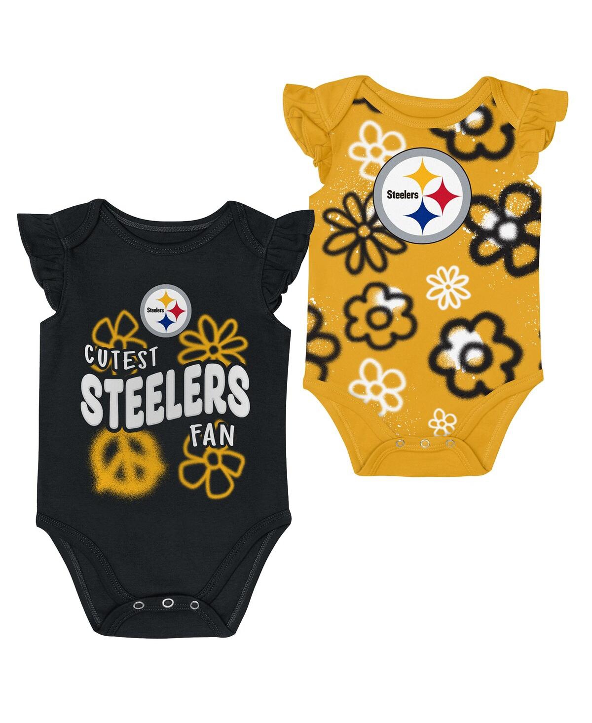Outerstuff Baby Boys And Girls 2-piece Pittsburgh Steelers The Sunshine Bodysuit Set In Black