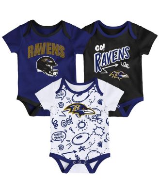Outerstuff - Baby Boys and Girls Baltimore Ravens All Day Play 3-Piece Bodysuit Set