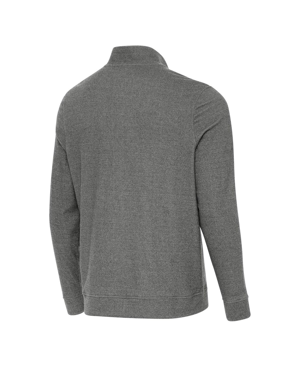 Antigua Men's Heather Charcoal Georgia Bulldogs Subtle Quarter-Zip Hoodie