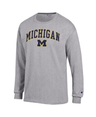 Men's Heather Gray Michigan Wolverines Arch Over Logo Long Sleeve T-Shirt