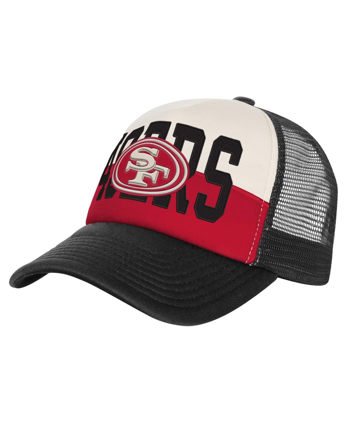 Outerstuff Big Boys And Girls White/black San Francisco 49ers Modern Fan Trucker Adjustable Hat In Black