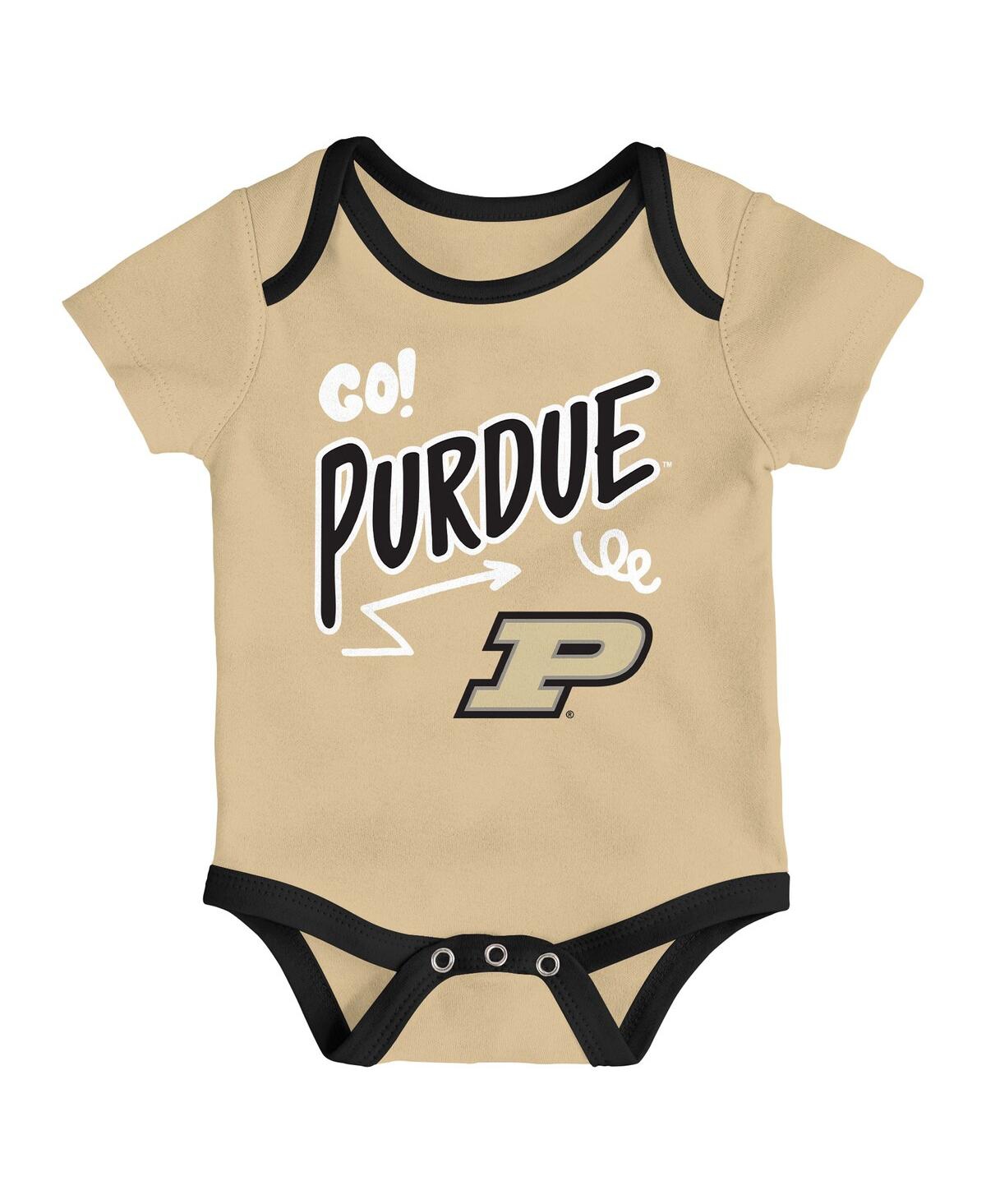Outerstuff Baby Boys And Girls Purdue Boilermakers Three-pack All Day Play Bodysuit Set In Multi