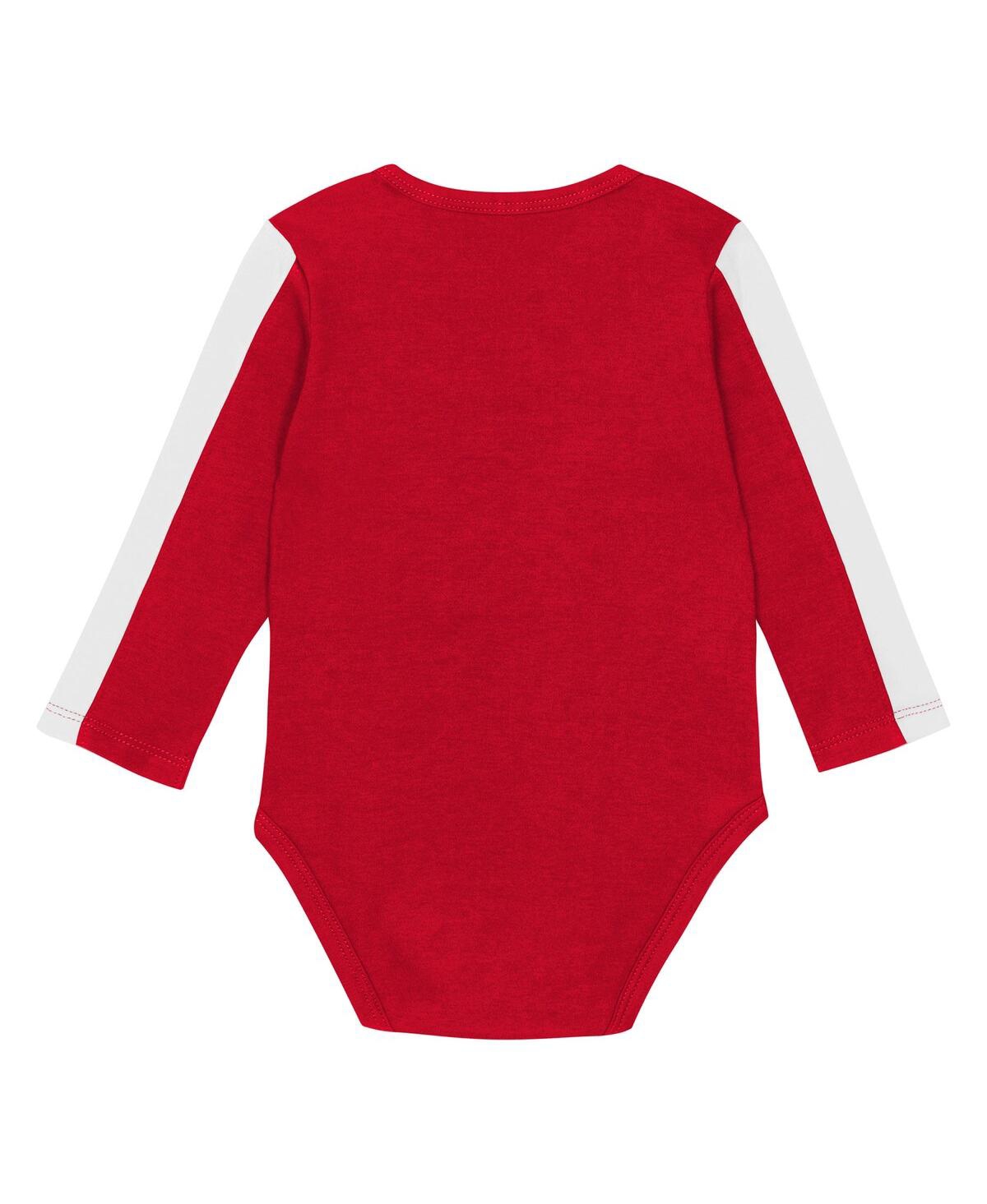 Outerstuff Baby Boys And Girls 3-piece Scarlet/white Ohio State Buckeyes Double Down Creeper And Pants Set In Multi