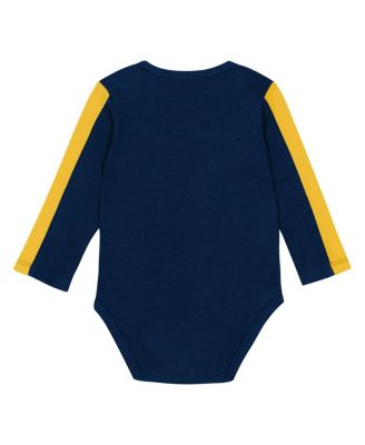 Baby Boys and Girls 3-Piece Navy/Maize Michigan Wolverines Double Down Creeper and Pants Set