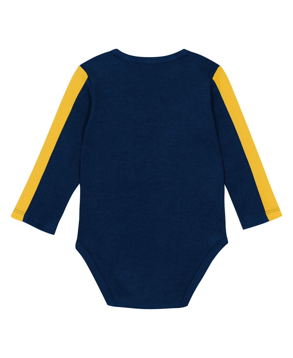 Outerstuff Baby Boys And Girls 3-piece Navy/maize Michigan Wolverines Double Down Creeper And Pants Set In Multi