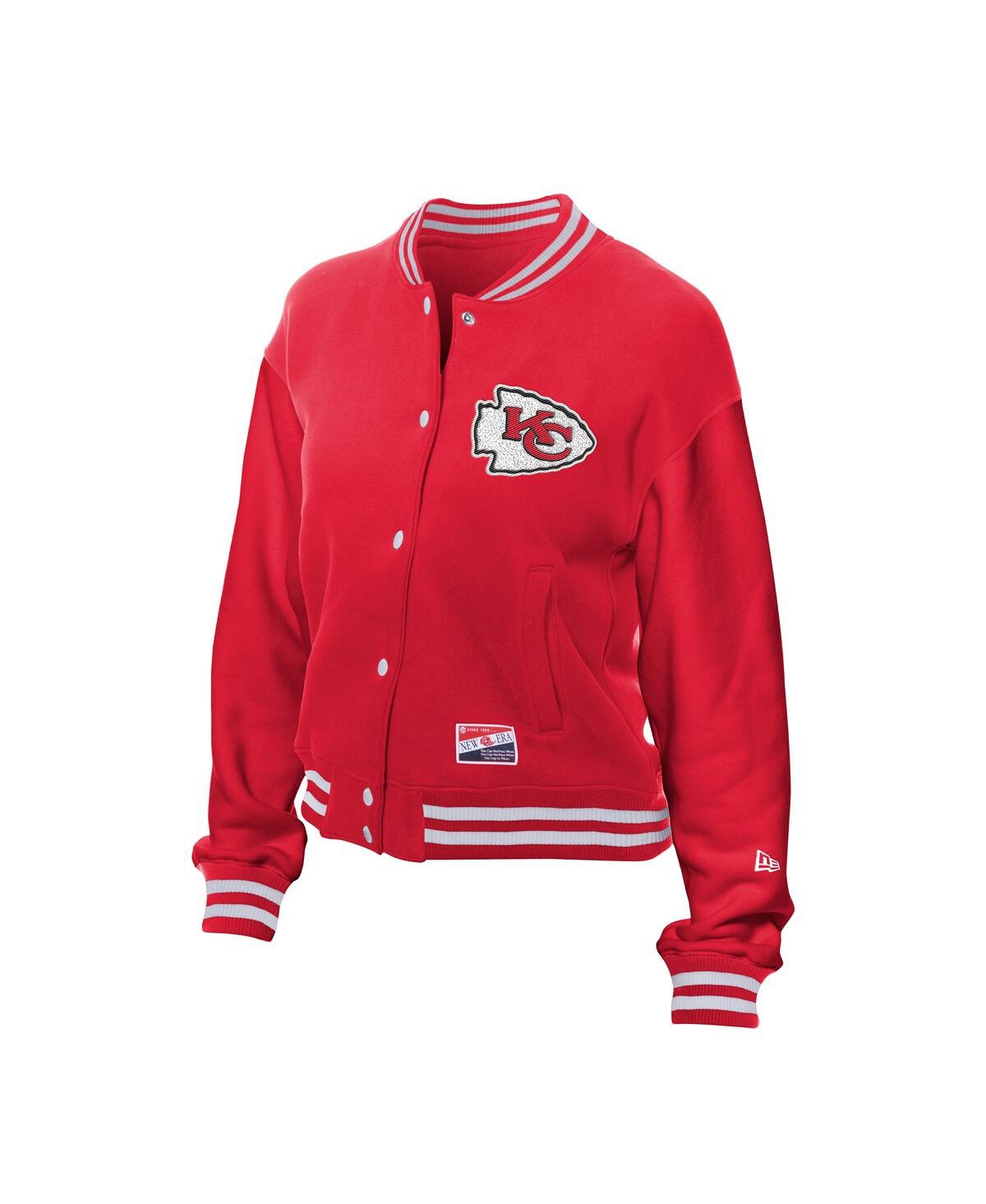 New Era Women's Red Kansas City Chiefs Throwback Fleece Full-snap Jacket In Red