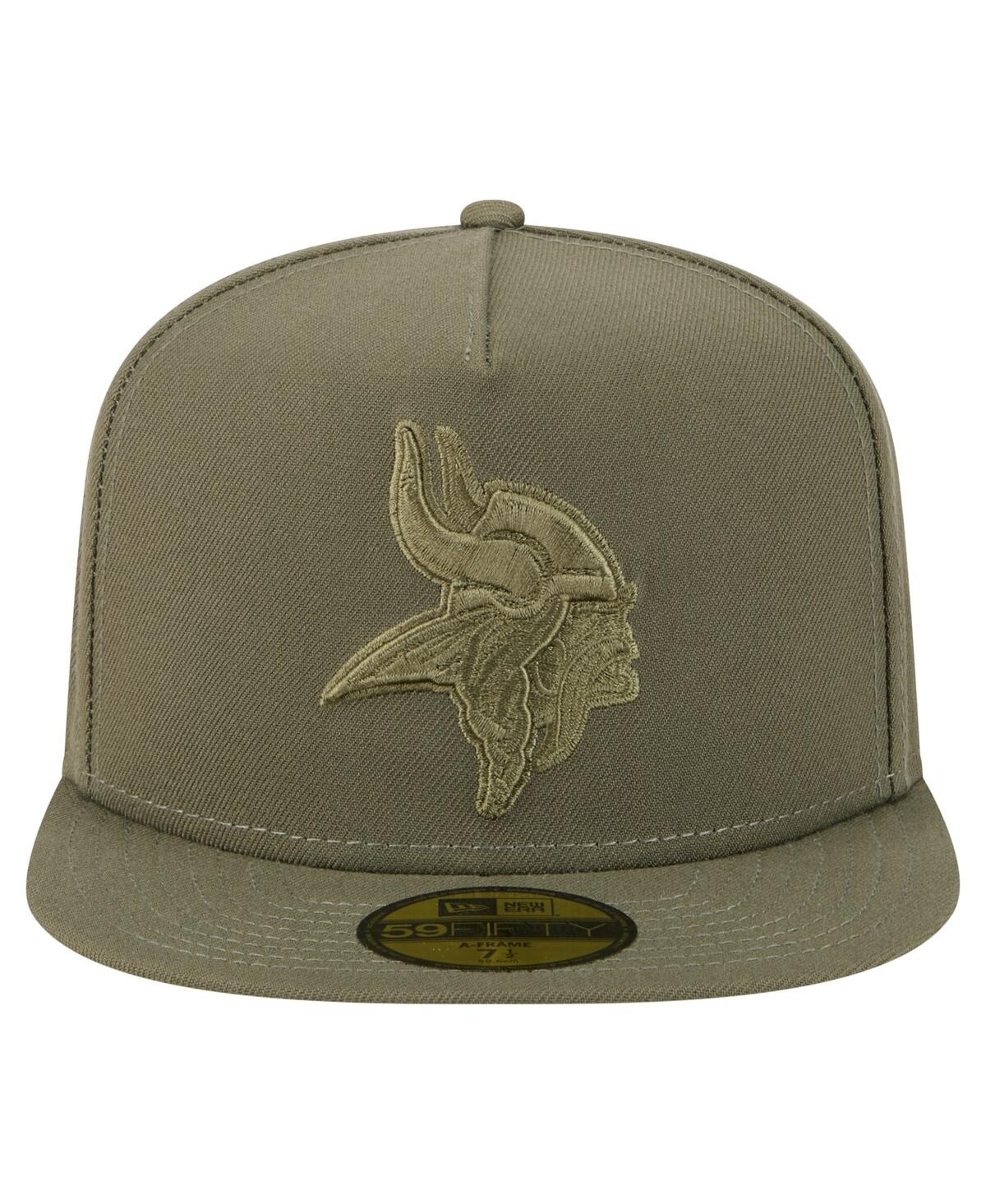 New Era Men'sâ Olive Minnesota Vikings Color Pack A-frame 59fifty Fitted Hat In Green