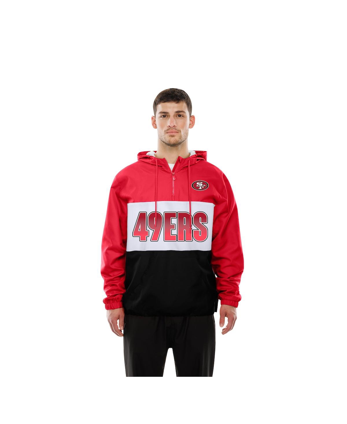 New Era Men's Scarlet San Francisco 49ers Ripstop Quarter-zip Hooded Windbreaker In Red