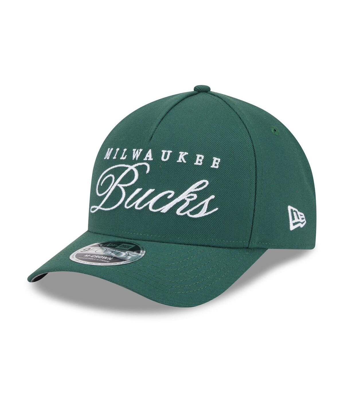 New Era Men's Hunter Green Milwaukee Bucks 2025 Nba Draft M-Crown A-Frame 9FORTY Adjustable Hat