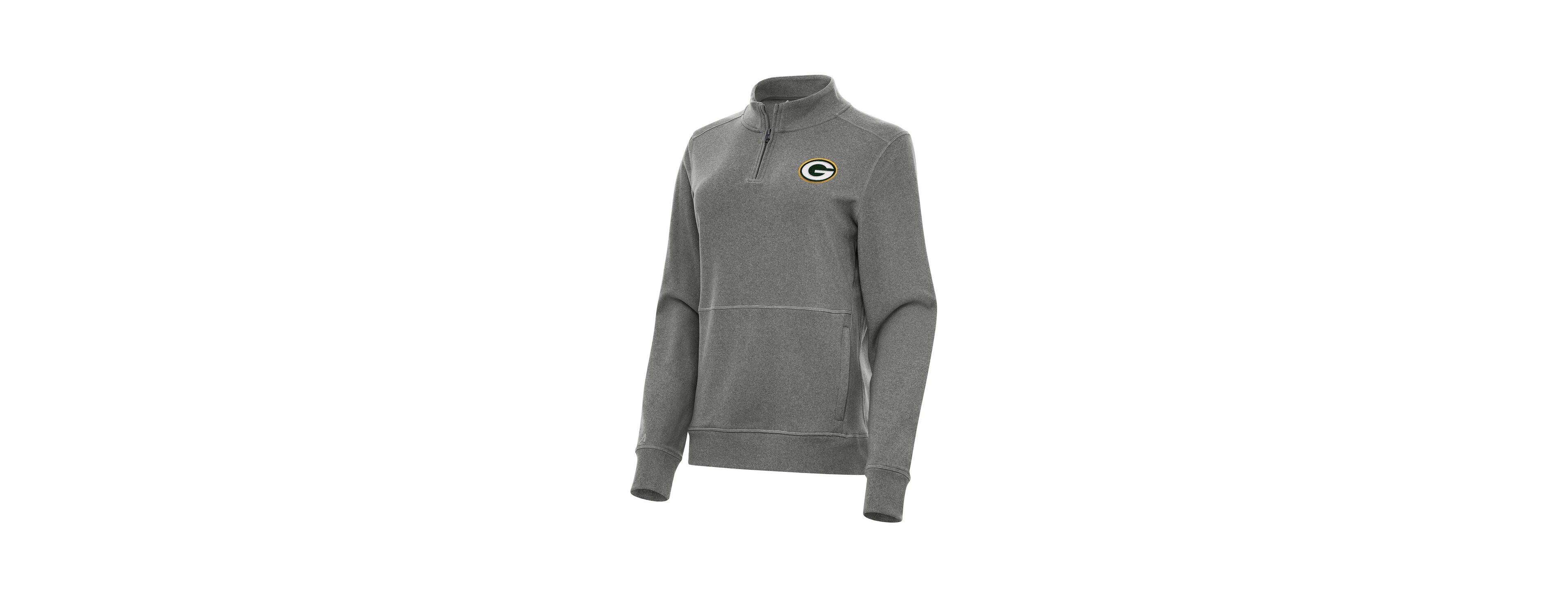 Antigua Women's Heather Black Green Bay Packers Crush Quarter-Zip Jacket
