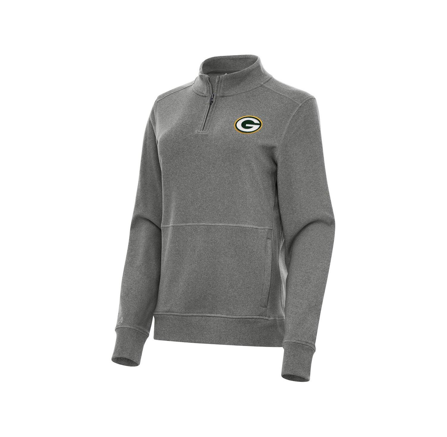 Women's Heather Black Green Bay Packers Crush Quarter-Zip Jacket