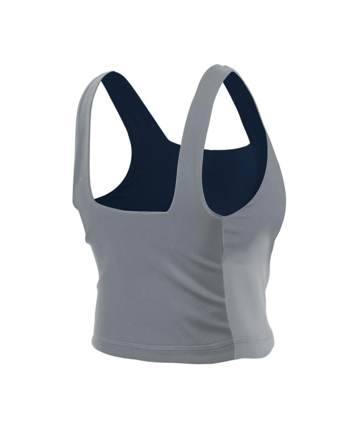 New Era Women's Navy/gray Dallas Cowboys Reversible Cropped Sport Classics Tank Top In Blue