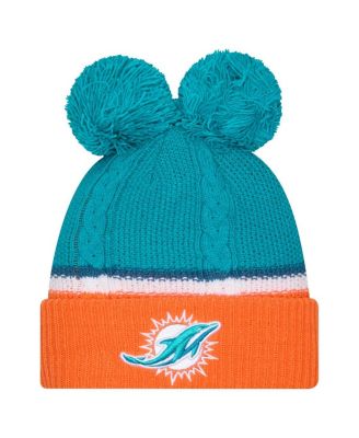 New Era - Women's Aqua Miami Dolphins Double Bubble Cuffed With Pom Knit Hats