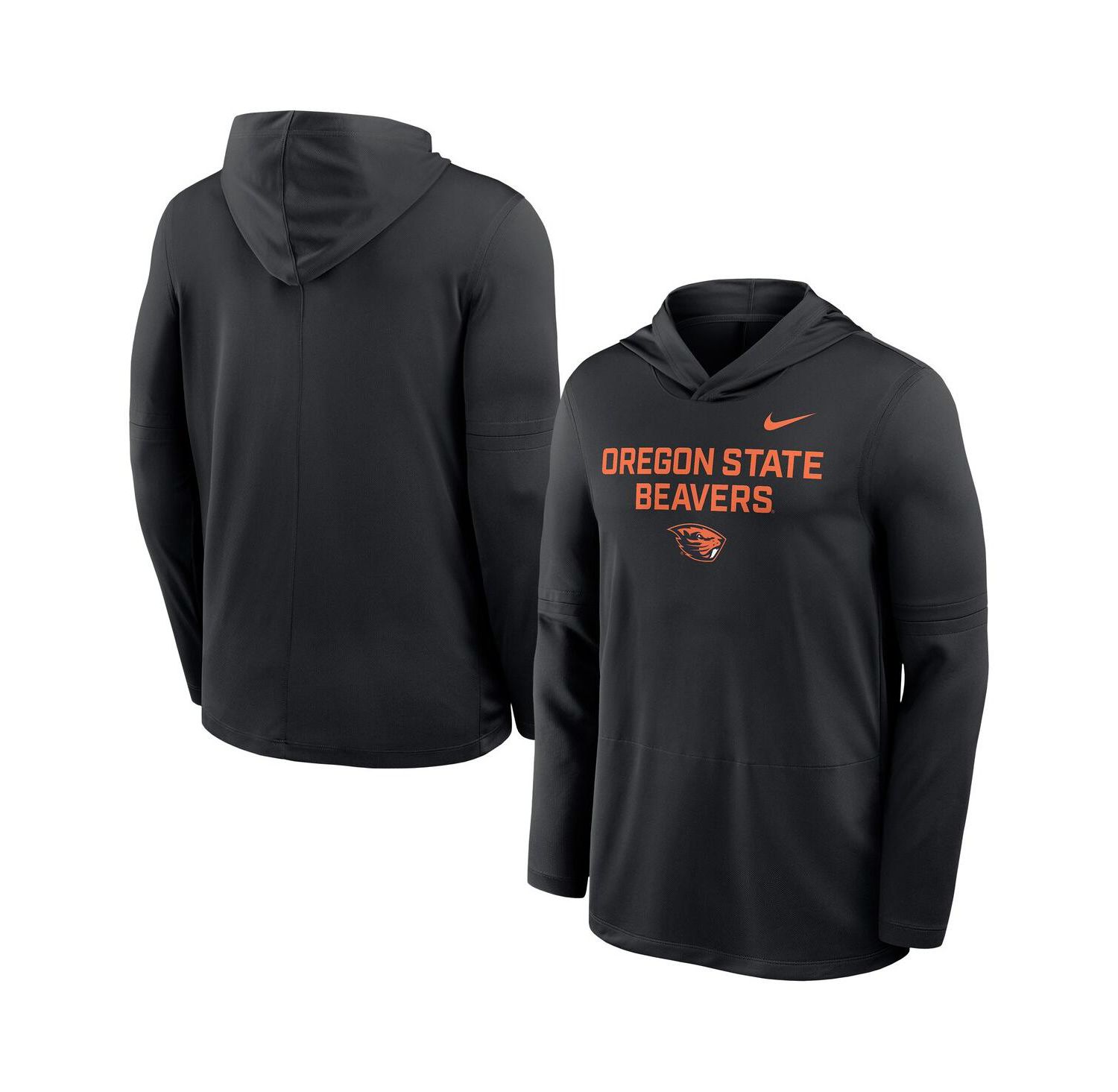 Men's Black Oregon State Beavers 2025 Sideline Dri-FIT Long Sleeve Hoodie T-Shirt